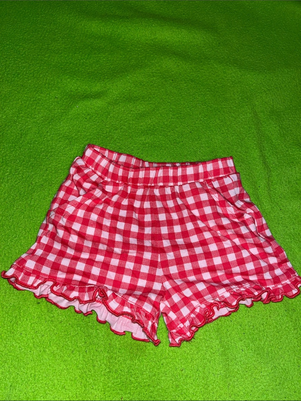 wonder nation Red and White Gingham Ruffle-Hem Shorts